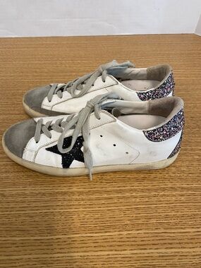 Golden Goose Super Star Sneakers with Glitter Heel
